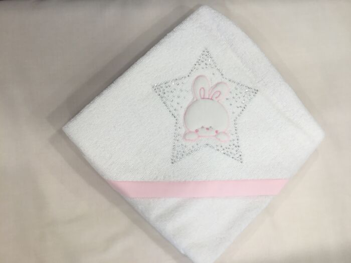 Accappatoio in spugna bianco rosa - Tutto mio